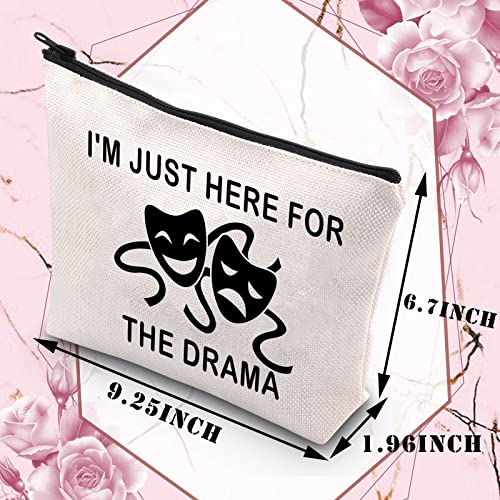PLITI Theatre Makeup Bag Theatre Lover Gifts Drama Gifts I'm Just Here for The Drama Comedy Tragedy Masks Travel Pouch(Here for Drama BU) - Image 2