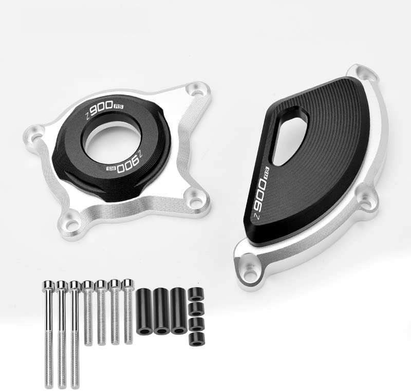 Kit de cubierta de embrague del motor protector deslizante de marco compatible con Z900 Z900RS Z900RS Cafe (plateado, Z900RSCafe)