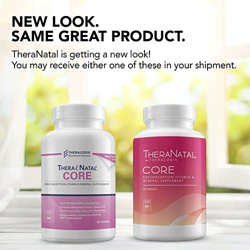 Theralogix Theranatal Core Preconception Vitamin Supplement - 90-Day Supply - Fertility Support Supplement With Folate, Vitamin D3, Choline & More* - Nsf Certified - 90 Tablets #TOP1