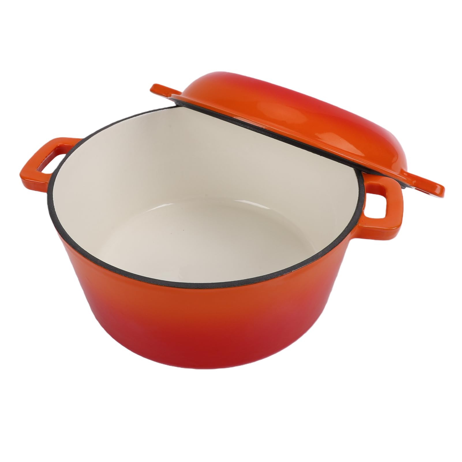 Annadue Emaliowany żeliwny Garnek do Gotowania z pokrywką, z Dwoma (ORANGE)