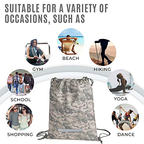ImpecGear Heavy Duty Drawstring Backpack Digital Camouflage Army Navy Military Sack Bag (Pack of 1)2