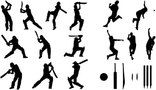 Calcomanías de letras Juego de siluetas de jugadores de béisbol, gimnasia para niños 45x78.1cm Removible sin dejar pegamento Negro