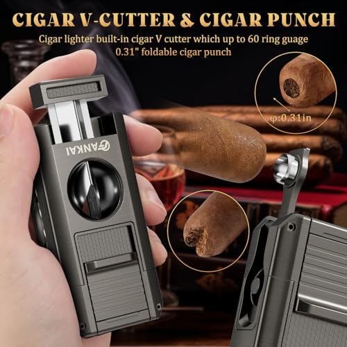 Encendedor para cigarros con cortador y llama doble miniatura 2