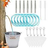 Nlicrst 6 Sets Maple Syrup Tapping Kit - 6 Stainless Maple Tap Spiles & Hooks, 6 Tubing, 2 Cleaning Brushes...