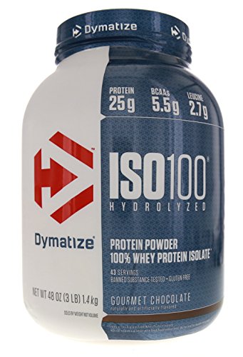 Dymatize ISO 100 Hydrolyzed Whey Protein Powder Isolate, Gourmet Chocolate, 3 Pound