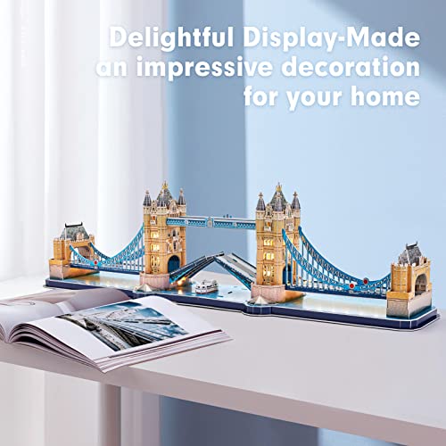 CubicFun LED London Tower Bridge 3D Puzzles for Kids Adults 89 * 24 * 20 CM- London Souvenirs Building Model Kit Gifts - Image 4