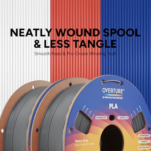 Image of OVERTURE 2KG Bundle High Speed PLA Filament 1.75mm, Neatly Wound 3D Printer Filament 2 Pack 1kg Spool (2.2lbs) Rapid PLA, Fit Most FDM 3D Printers (Space Grey 2-Pack)