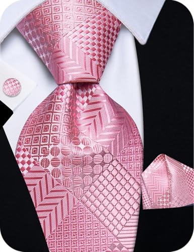 Image of YourTies Striped Plaid Ties for Men Silk Formal Necktie Set