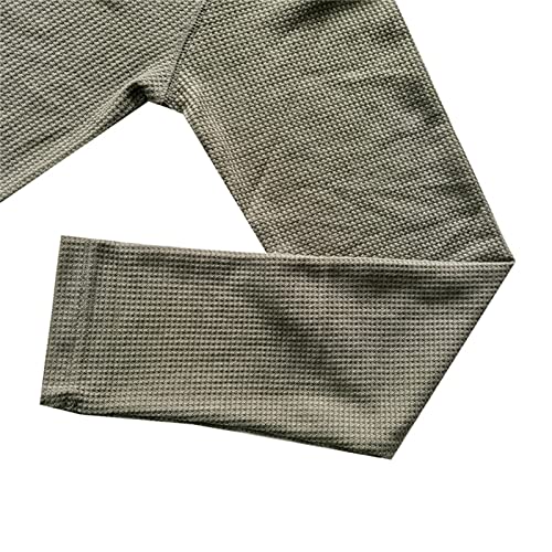 Men's Henley Shirt Long Sleeve Waffle Thermal Underwear Henley Top Casual Slim Fit Lightweight 3 Button T Shirts (Green,Large)3