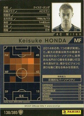 Amazon.co.jp: WCCF/13-14/138/ACミラン/ケイスケ・ホンダ : スポーツ