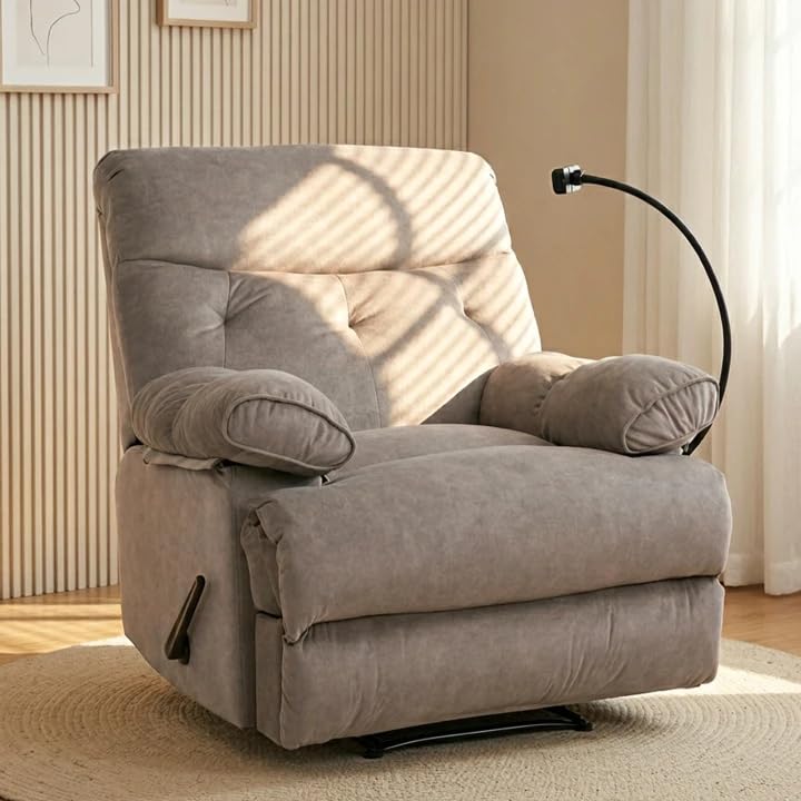 Sillón reclinable amplio terciopelo marrón