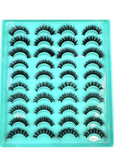 DIY Eyelash 20 Pairs D-Curl Cat Eye Lashes - 3D Faux Mink Wispy/Striped Styles, Natural-Looking Fluffy Russian Strip Lashes, Reusable Extension Look (mix04) image 5