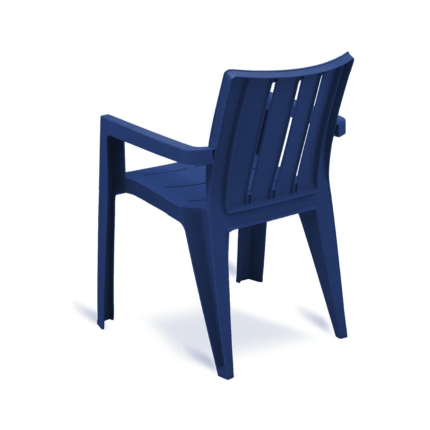 HomiQ Supreme Kent Stackable Armrest Plastic Chair for Home, Living Room, Garden, Office, Indoor&Outdoor Use|Plastic Chair Set of 2(Color: Pepsi Blue; Set of 2) 3