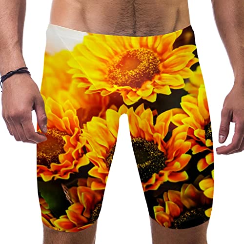 Bañador de natación para hombre con girasoles vintage secado rápido para entrenamiento de playa