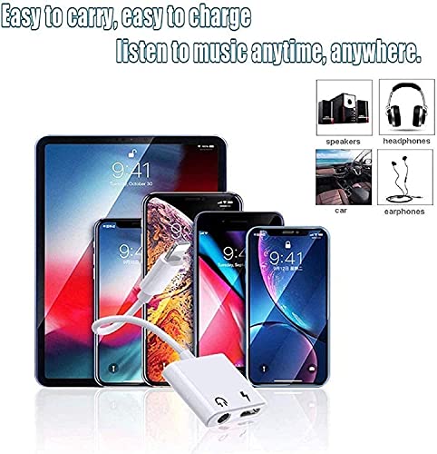 Esbeecables [Apple Mfi Certified] 2 Pack Headphone Adapter For Iphone, 2 In 1 Lightning To 3.5Mm Aux Audio + Charger Splitter Compatible With Iphone 14/13/12/11/Xs/Xr/Ipad, Support Call+Music Control #TOP5