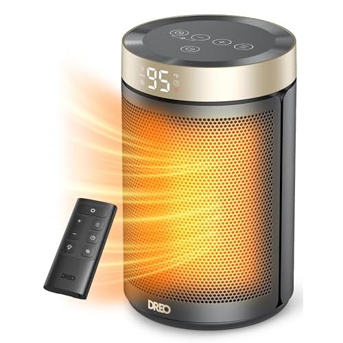 Dreo Space Heater, Portable Electric Heaters for Indoor Use with Thermostat and Remote, 2024 Upgraded, Digital Display, 12H Timer, 5 Mode, 1500W PTC Ceramic Fast Safety Heat for Office Bedroom Home