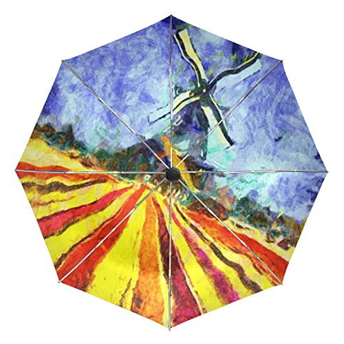 Parapluie pliant pour voyager et plage avec motif peinture d'art abstrait