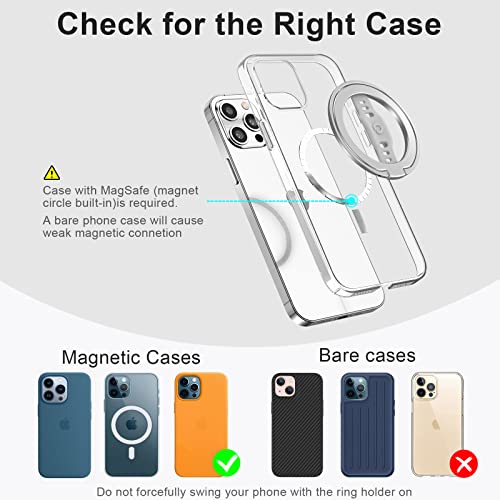 Ewa The New Magone (Upgrade) Compatible With Magsafe Phone Grip Stand With Silicone Finger Strap, Removable Magnetic Ring Holder Kickstand Loop, Only For Iphone 14, 13, 12 Pro/Max/Plus #TOP5