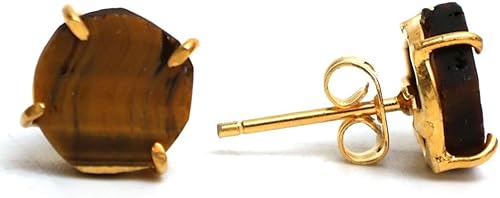 Miniatura 25 de Gempires Natural Raw Prong Setting Stud Earrings, 8-10 mm Crystals Earring, Handmade Jewelry, Gift for Her