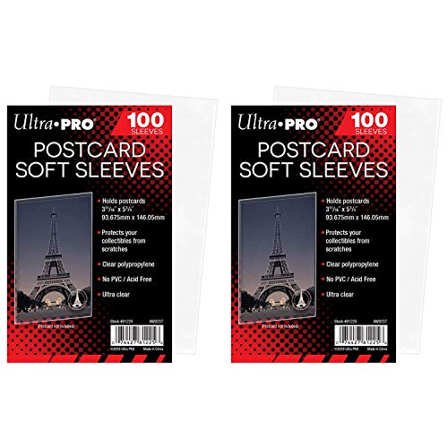 Ultra Pro Postcard Soft Sleeves Ultra Clear, Holds 3-11/16