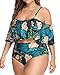 Wavely Women Swimwear Two Piece Ruffled Green 1 18 Plus