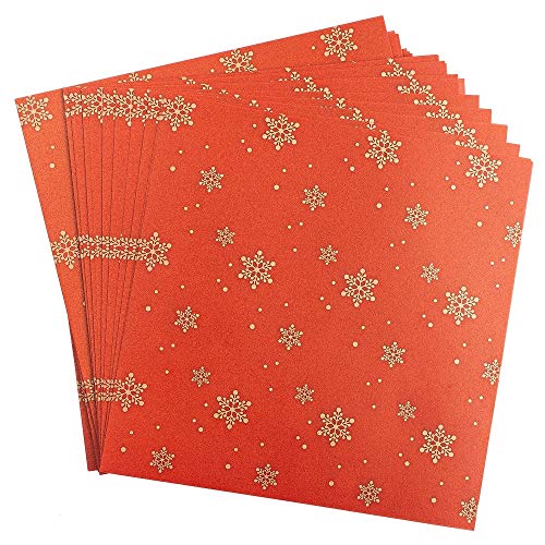 Ideen mit Herz Transparentpapier | 100 Blatt | Premium-Qualität | 110 g/qm | bedruckt | ideales Faltpapier zum Sterne basteln | transparentes Bastelpapier (Eiskristalle | rot & gold, 15 x 15 cm)