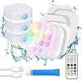 Homly Rechargeable Submersible Pool Lights with Remote, Waterproof Underwater Charging Battery Operated Controlled 16 Color Changing LED with Magnet Floating Lights Pool Pond Decoration 4 Pack