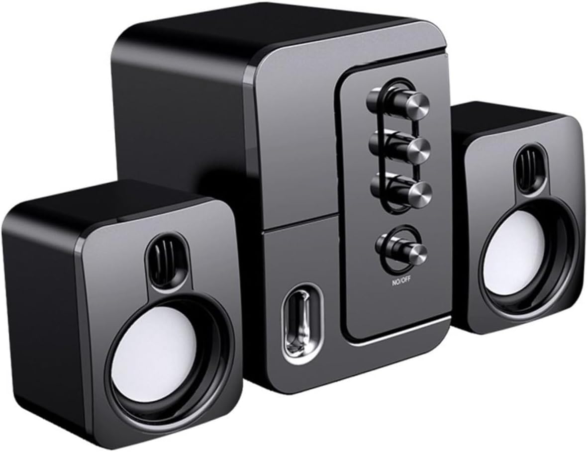 KALLORY USB Laptop Desktop Computer Speaker, 3D Surround Sound Stereo Loudspeaker with Bass, Black Wired Home and Office Audio Accessories for PC and Notebook