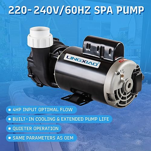 Image of SPA Pump, 4HP Hot Tub Pump - 2 Speed LX SPA Pumps Motor 220-240V, 2 inch Port, 56 Frame (Model: 56WUA400-II)