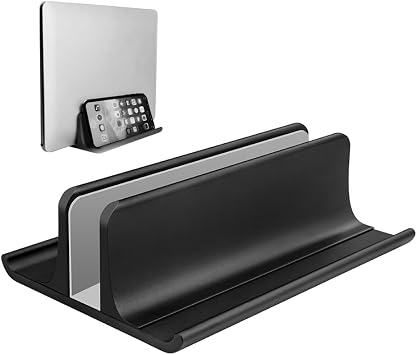 VAYDEER Laptop Stand PC Stand Vertical Storage Holder Width Adjustable Aluminum Alloy Material for Tablet iPad Mac mini MacBook Pro Air - Black