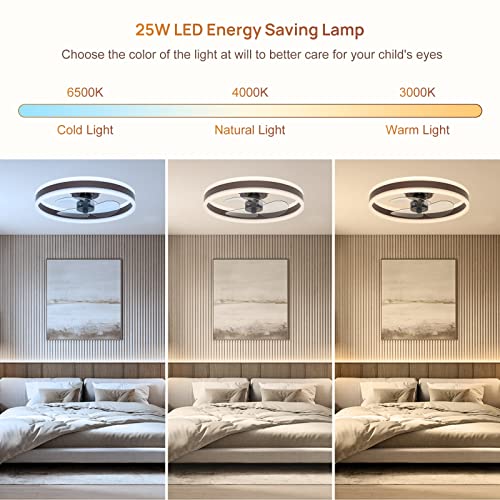 Werbuy 16'' Ceiling Fans With Lights And Remote App Control, Low Profile Flush Mount Small Ceiling Fan For Bedroom Kitchen Tv Room With 6 Speeds/Quiet Reversible Dc Motor/Smart Timing -3 Abs Blades #TOP5