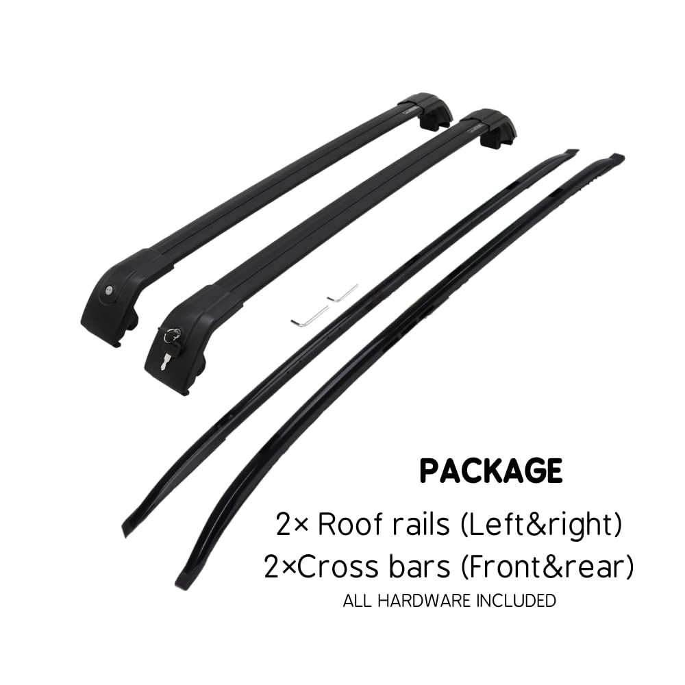 Roof Rack Cross Bars fit for Acura RDX 2019 2020 2021 2022 2023 Side Rails Rooftop Cargo Carrier Bag Luggage Kayak Canoe Bike Snowboard Skiboard(4PCS KIT)