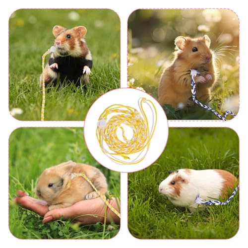 Image of 4 Pack Hamster Leash Harness Adjustable Rat Leash Harness Pet Collars for Pig Ferret Mouse Chinchilla Rabbit Guinea Squirrel Small Animal