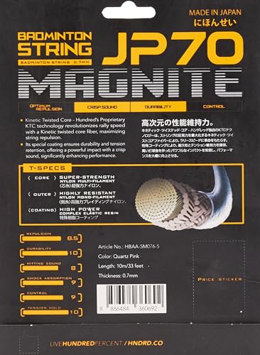 Image of Hundred JP 70 Magnite Badminton String | 0.70 mm High Repulsion & Control | Superior Tension Hold & Shock Absorption | Crisp Hitting Sound