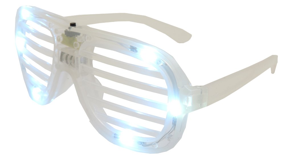 White Led Slotted Light up Shutter Party Dance Spirit Sun Glasses