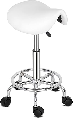 Miniatura 3 de Taburete de bar, moderno taburete redondo giratorio sin espalda, de piel sintética, sin brazos, con altura ajustable para cocina, comedor, sala de