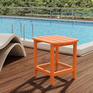 DAILYLIFE Outdoor Side Table, Adirondack HDPE Square Plastic Patio End Tables for Outside & Indoor Use, Weather Resistant and Easy Maintenance (Orange, Single Layer) DAILYLIFE Outdoor Side Table Adirondack HDPE Square Plastic Patio End Tables for Outside Indoor Use Weather Resistant and Easy Maintenance Orange Single Layer