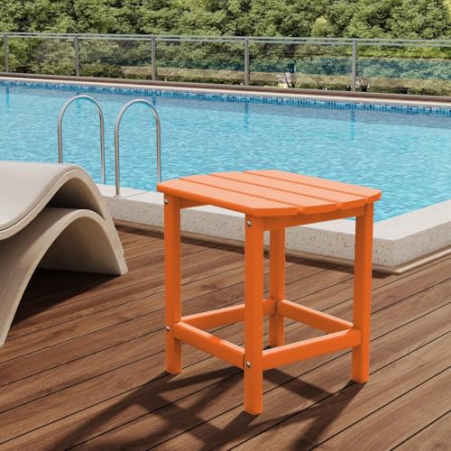 DAILYLIFE-Outdoor-Side-Table-Adirondack-HDPE-Square-Plastic-Patio-End-Tables-for-Outside-Indoor-Use-Weather-Resistant-and-Easy-Maintenance-Orange-Single-Layer DAILYLIFE Outdoor Side Table Adirondack HDPE Square Plastic Patio End Tables for Outside Indoor Use Weather Resistant and Easy Maintenance Orange Single Layer