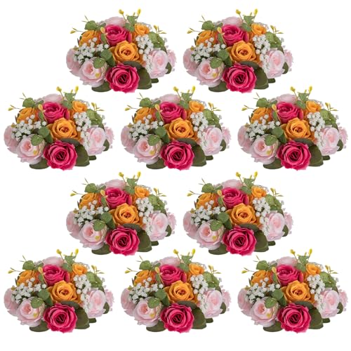 NUPTIO Flower Ball Centerpieces for Tables: Hot Pink & Orange & Pink Rose