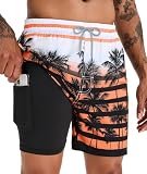 APTRO Men's Swim Trunks with Compression Liner 5 Inch Bathing Suit Beach Swimsuits #C196 L