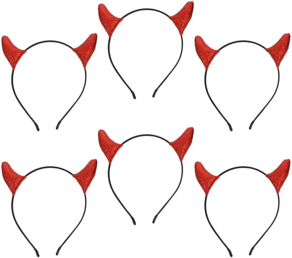 Beaupretty 6 Pcs Devil Horn Headbands Halloween Party Hairbands for Women and Girls Lightweight Plastic Costume Accessories