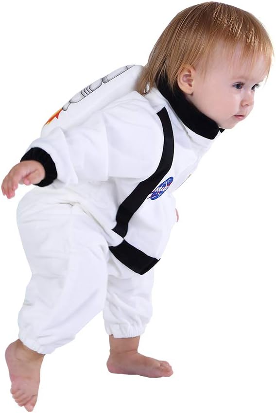 HSCTEK Baby Astronaut Costume Newborn, Infant and Toddler Boys Girls 0-4T | 90% Upgraded Flannel Fleece/ 10% Spandex, Versatile Cute Design, Worry-Free Front Zipper Closure, Separated 3D Rocket Plush
