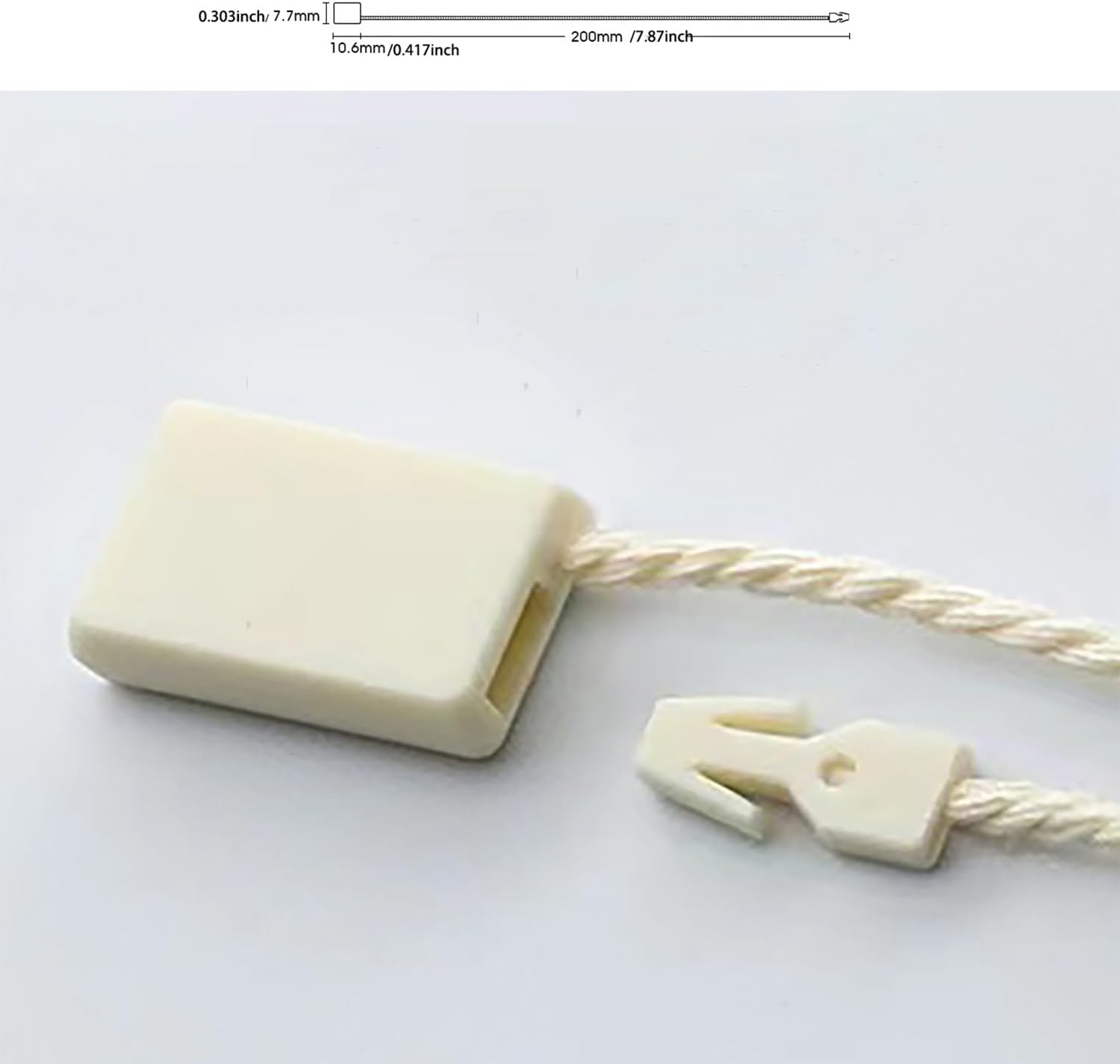 1000pcs Beige 7.87inch Cotton Hang Tag String Snap Lock Loop Pin Fastener Hook Tie for Clothing Price Tag