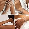 adoyi Silver Bracelets for Women, 14K Gold Plated Stackable Bracelet Stack Set Adjustable Charm Paperclip Chain Cuban Link Layered Waterproof Jewelry Gifts for Womens 6.0 Inch #2