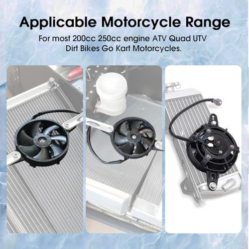 JFG RACING Motorrad Kuehlerluefter,12V Motorrad Motor Kuehler Kuehlluefter für 200cc-250cc Dirt Pit Bike ATV UTV Go Kart Quad Motocross