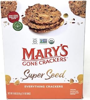 18oz Organic Maryrs Gone Crackers Super Seed, Everything Crackers, 9 Ounce (Pack of 2)