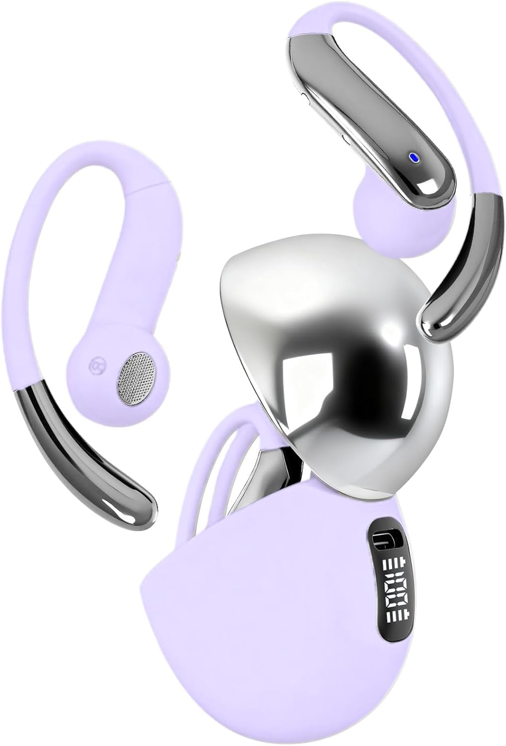 Cuffie a conduzione ossea a conduzione ossea, auricolari con gancio ergonomico per l'orecchio, cuffie Bluetooth 5.4 con display digitale intelligente, 50 ore di autonomia, impermeabilità IPX7