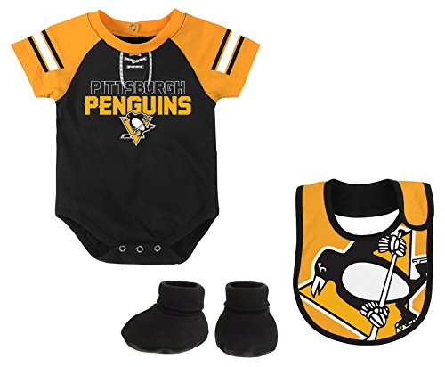 Outerstuff NHL Newborn & Infant Little D-Man Onesie, Bib & Bootie Set