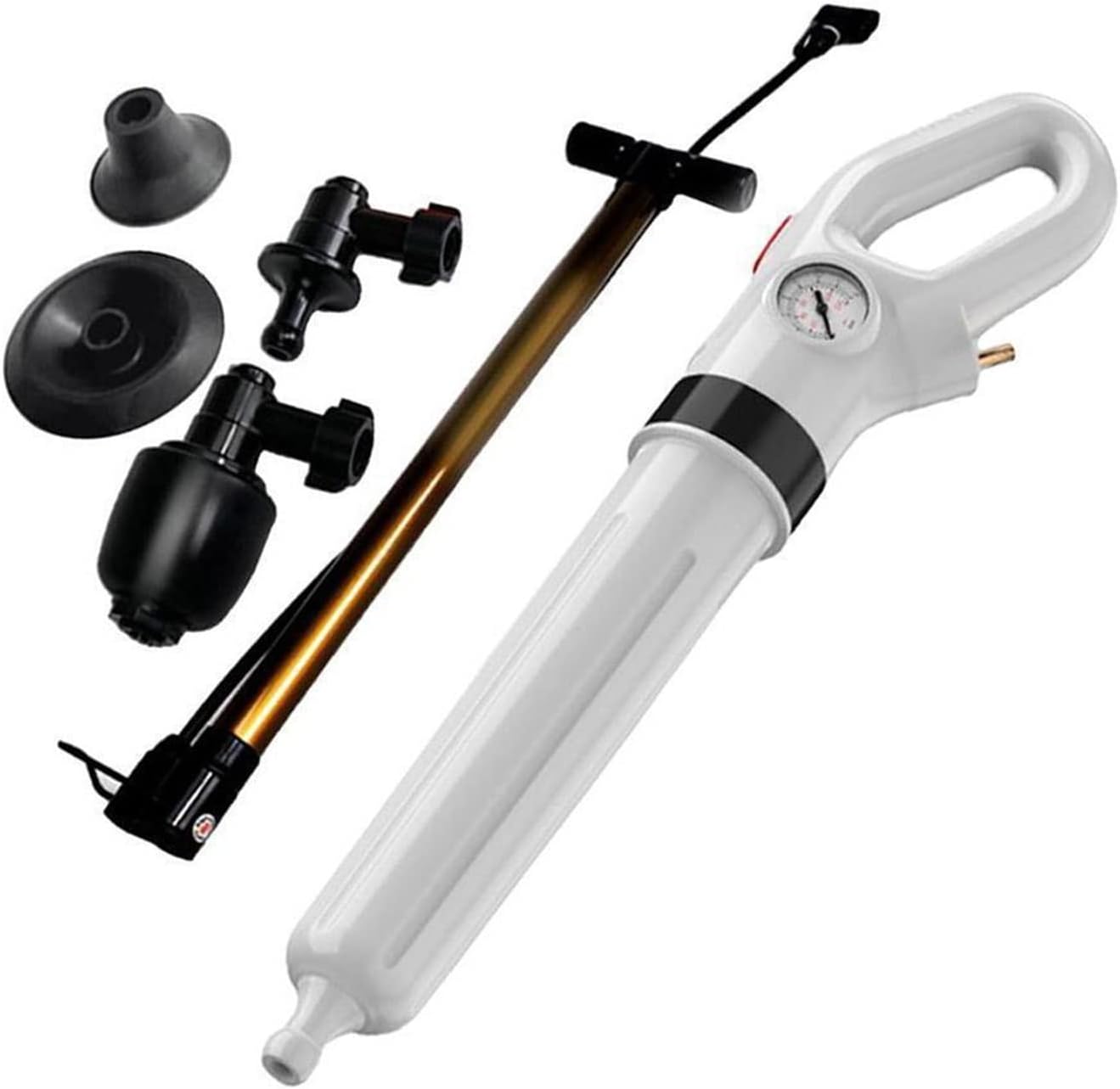 High Pressure Pump Cleaner Dredge -1 Set White Toilet Plunger Air Drain Blaster Sink Pipe Clogged Remover Bathroom Pipe Bathtub