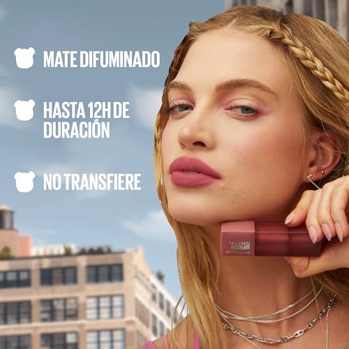 Maybelline New York, Super Stay Teddy Tint, Textura Suave e Intensidad de Color Modulable, 4 Formas de Aplique, Ligero en los Labios, Hasta 12h de duración, No Transfiere, Tono: Kneehigh 55 - imagen 3